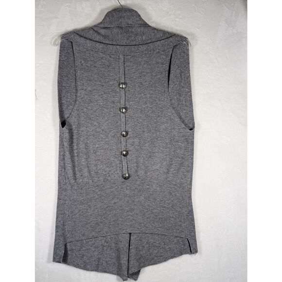 Roffe Grey Tweed Vest Sz LBust 38" CB Length 24.5"Open Shawl Stylized EUC - Picture 5 of 5